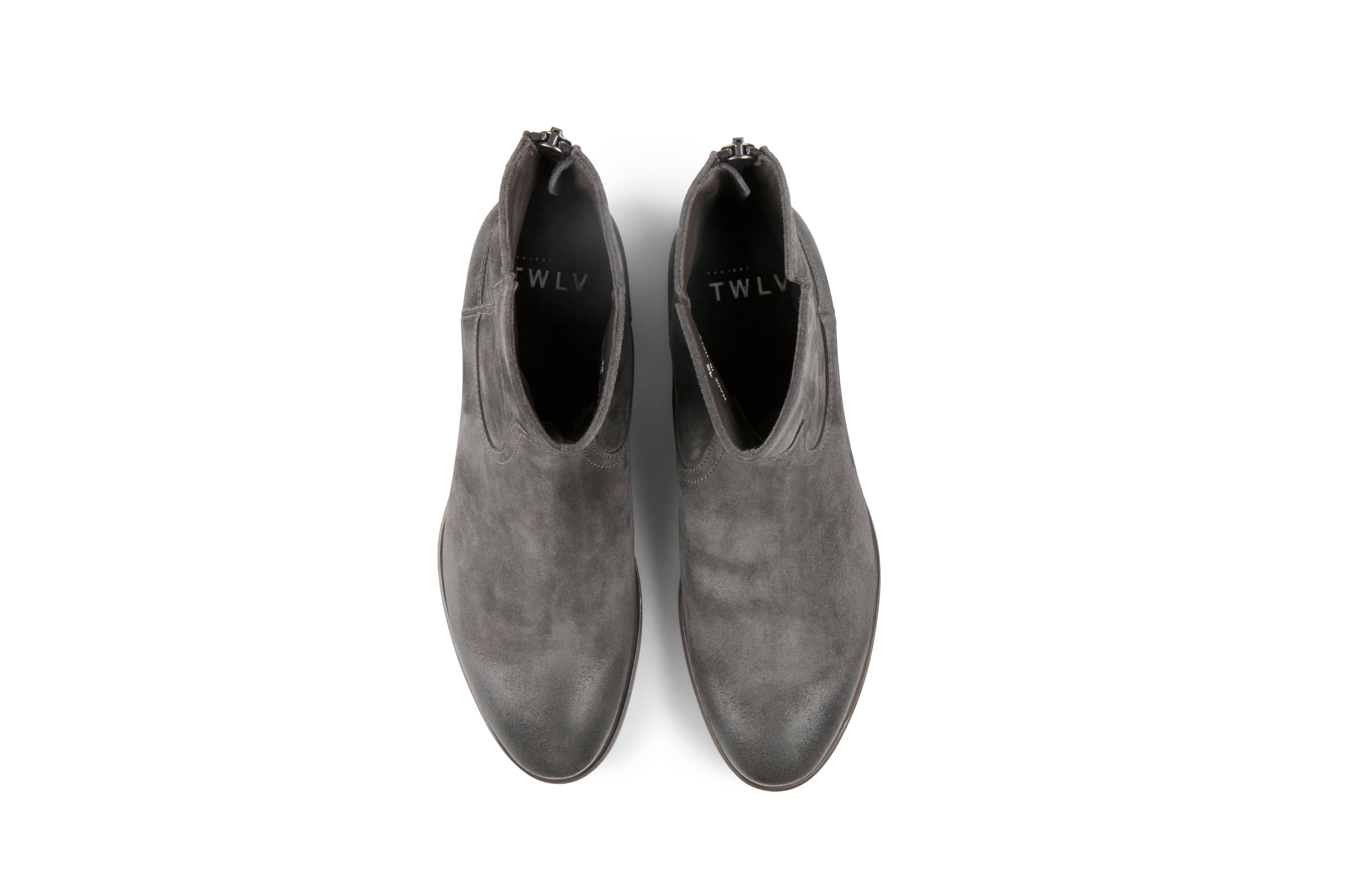 Flame Anthracite Suede Leather Zipper Boots