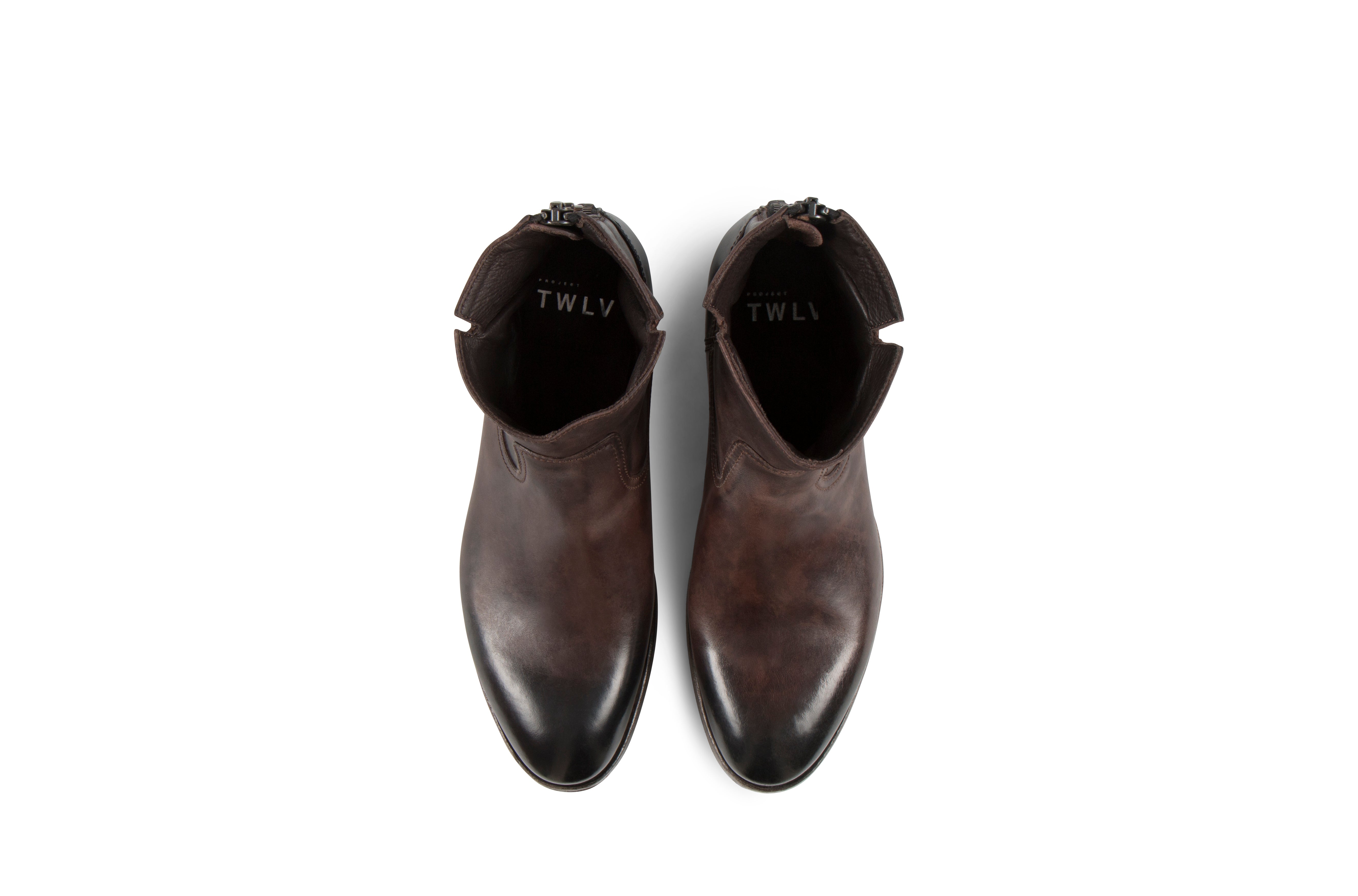 Flame Tmoro Washed Cordovan Leather Zipper Boots