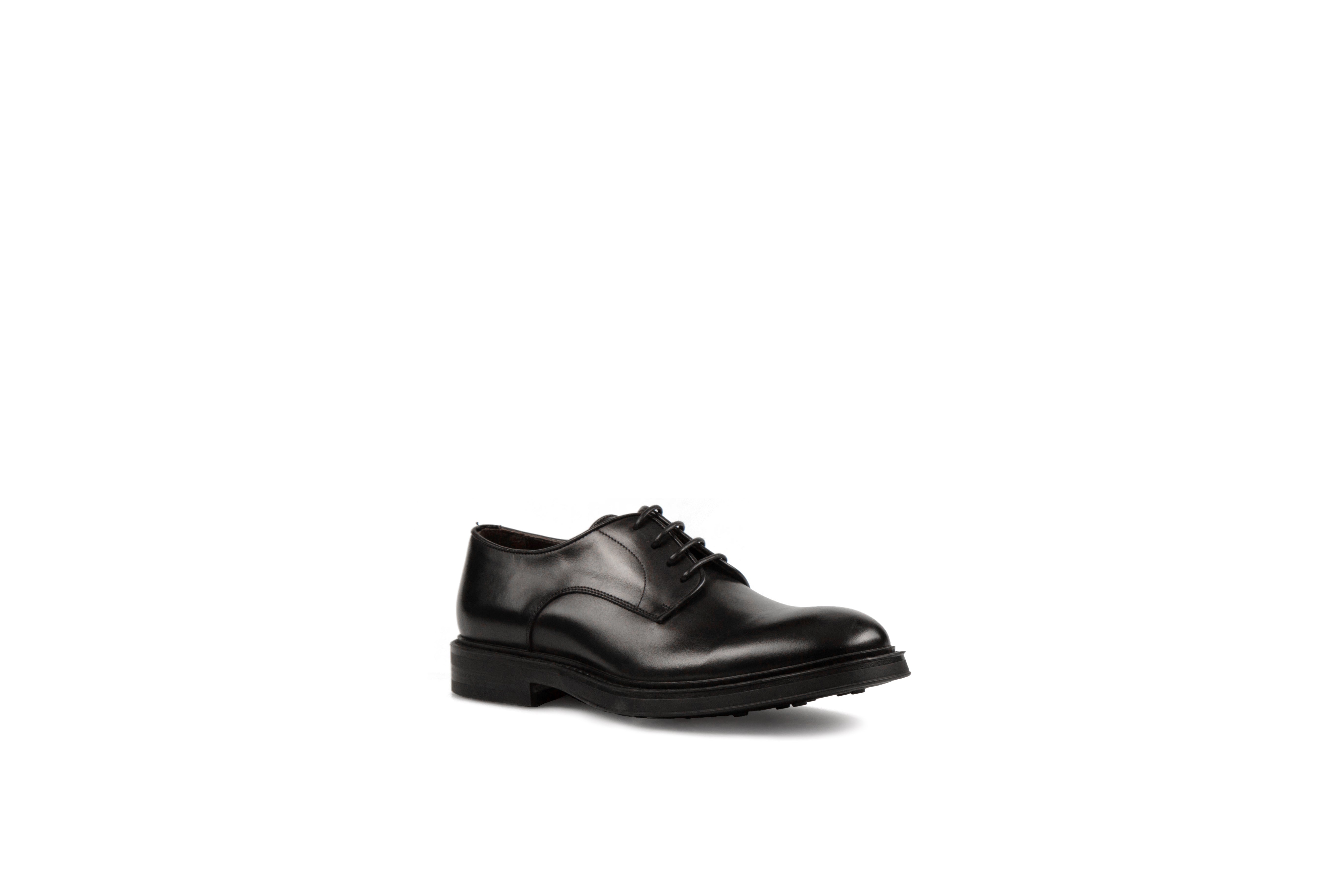 Link Black Derby Calf Leather Shoes