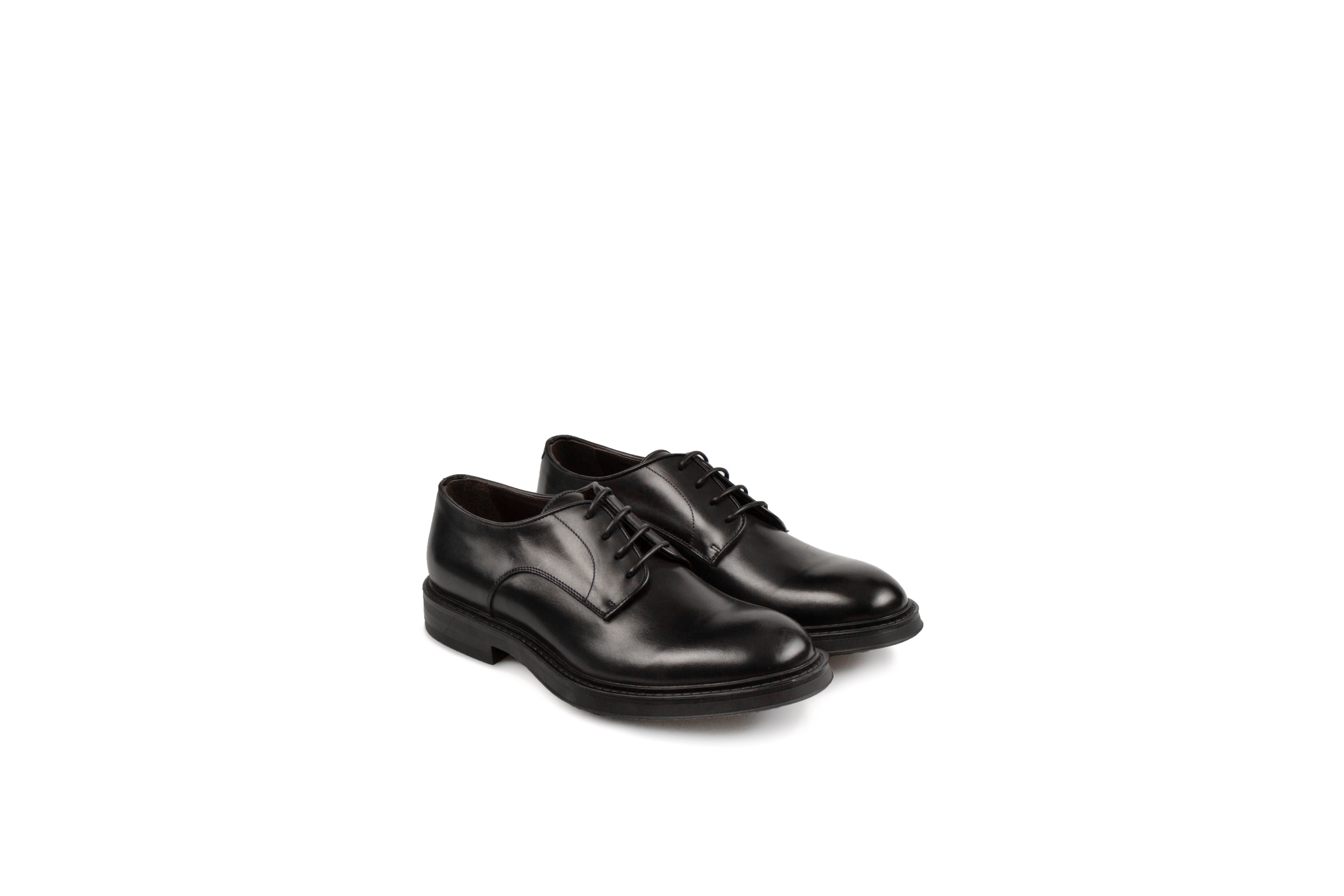 Link Black Derby Calf Leather Shoes