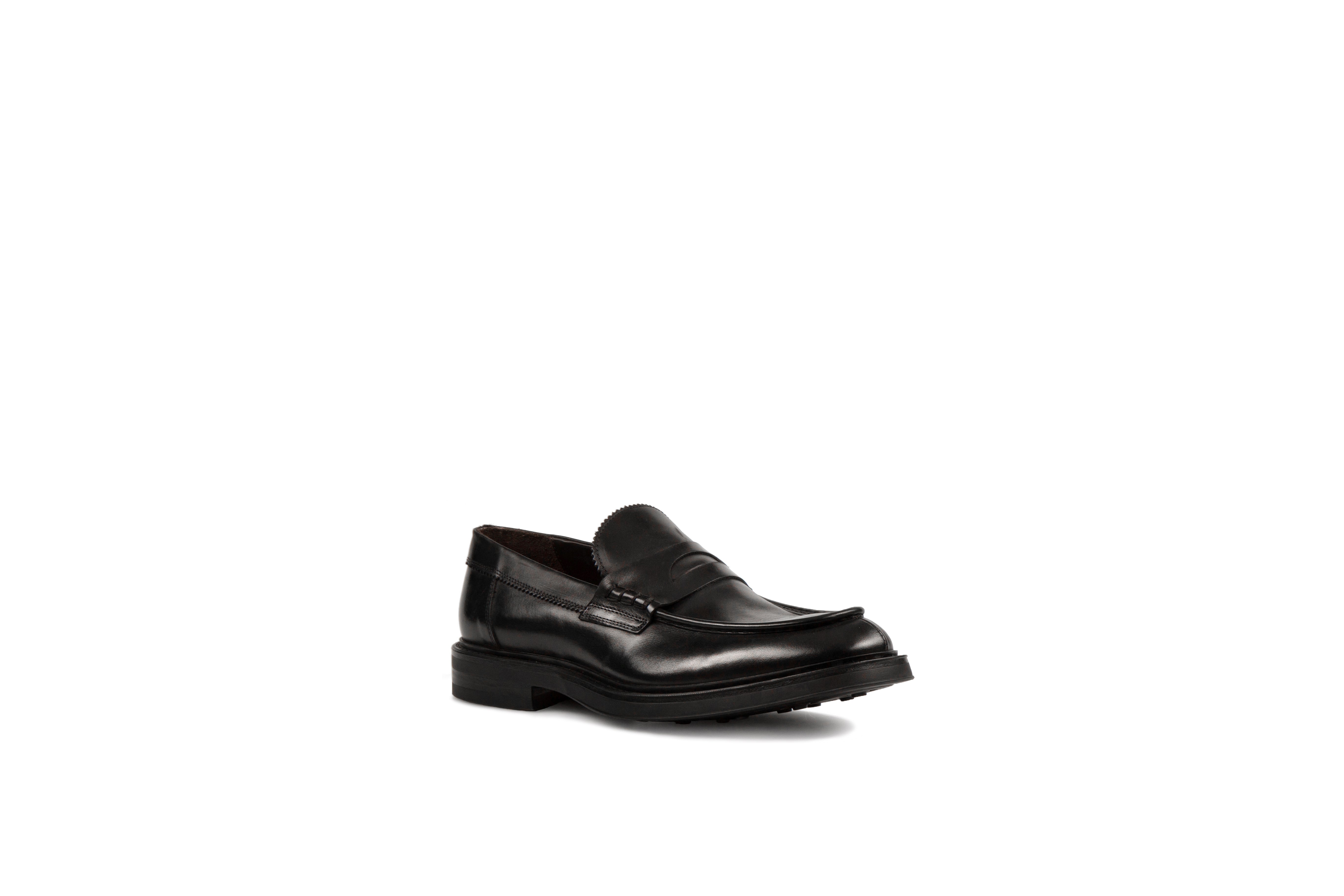 Link Black Moe Toe Calf Leather Shoes