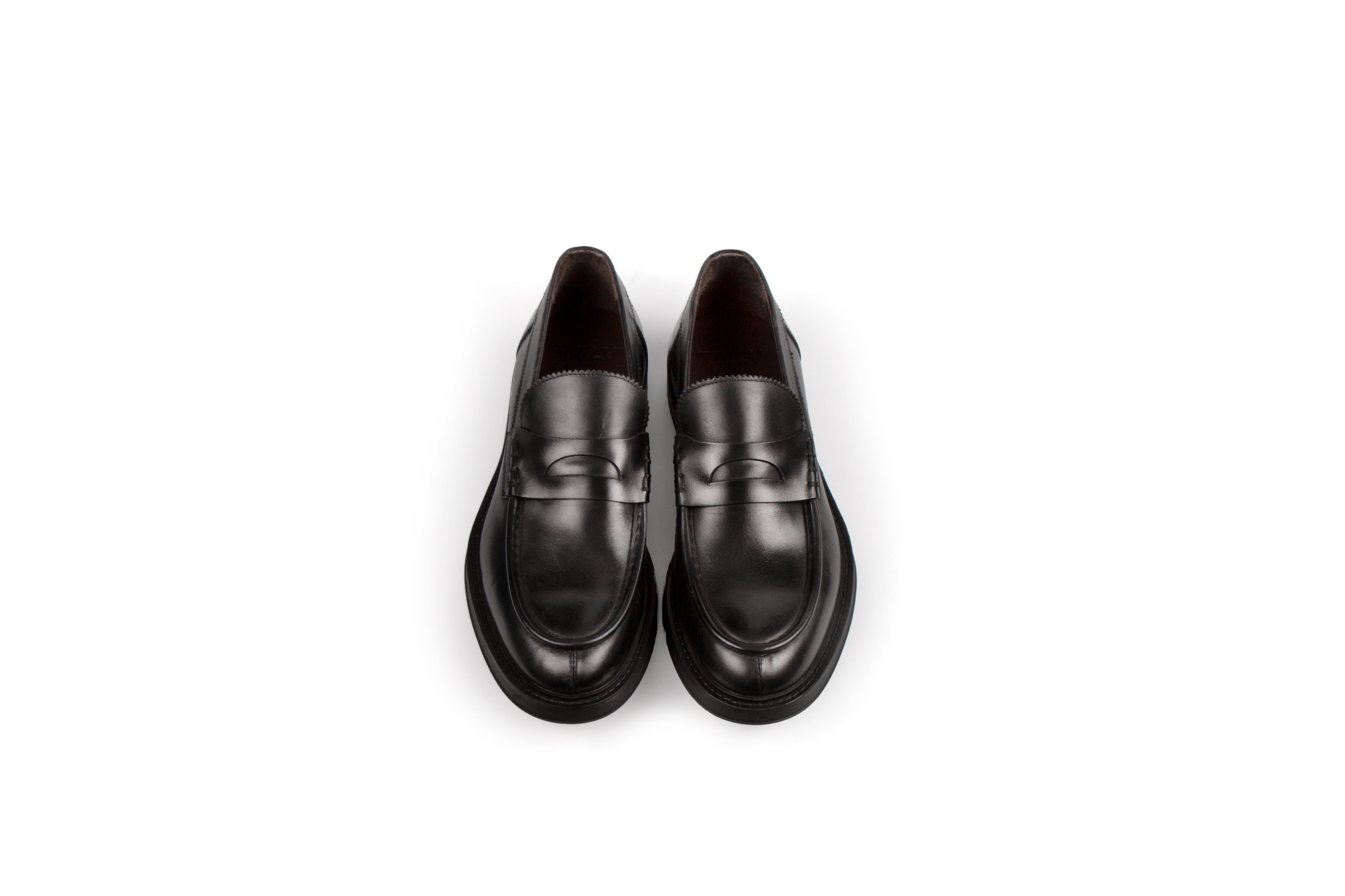 Link Black Moe Toe Calf Leather Shoes