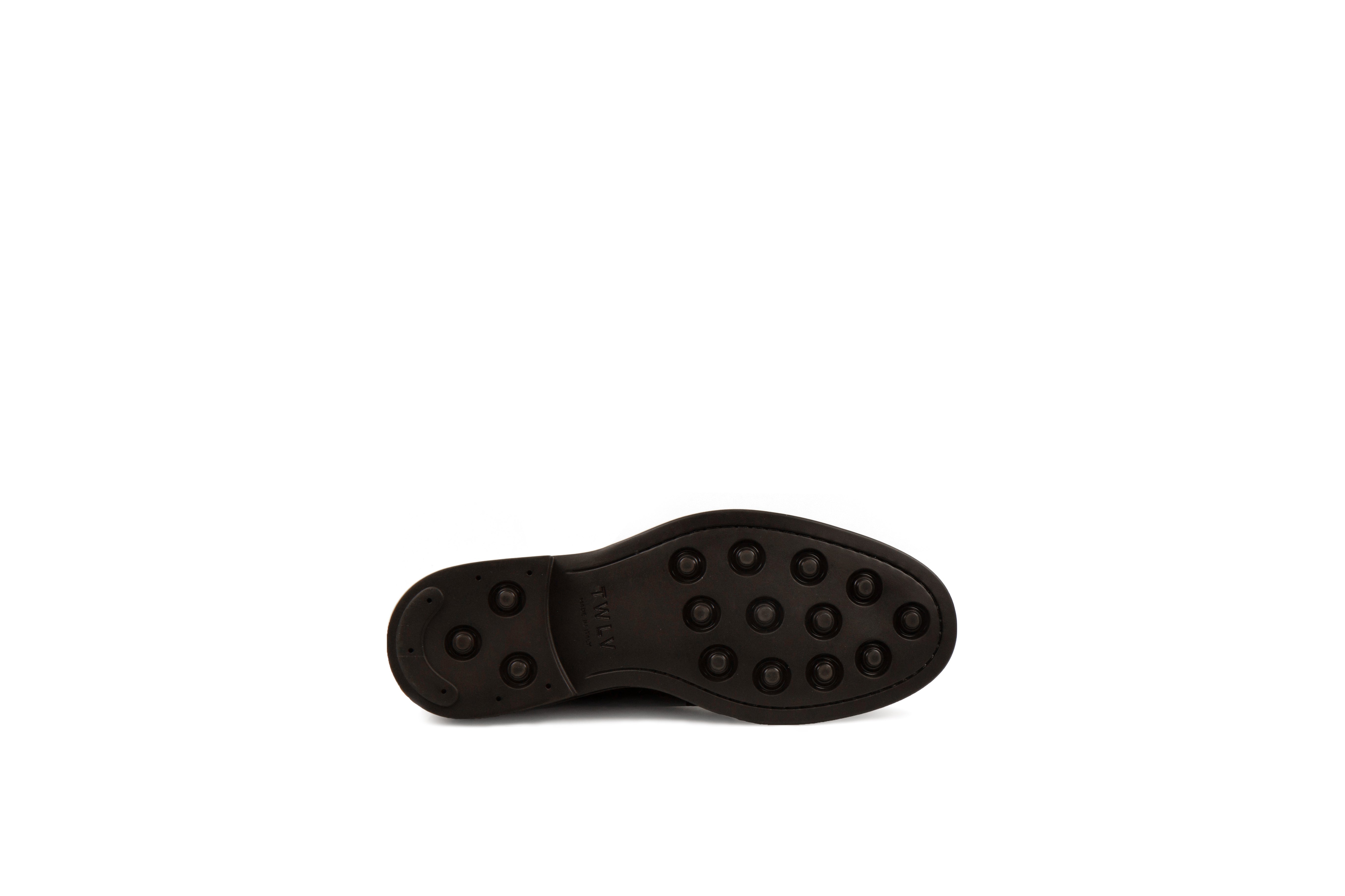Link Black Moe Toe Calf Leather Shoes