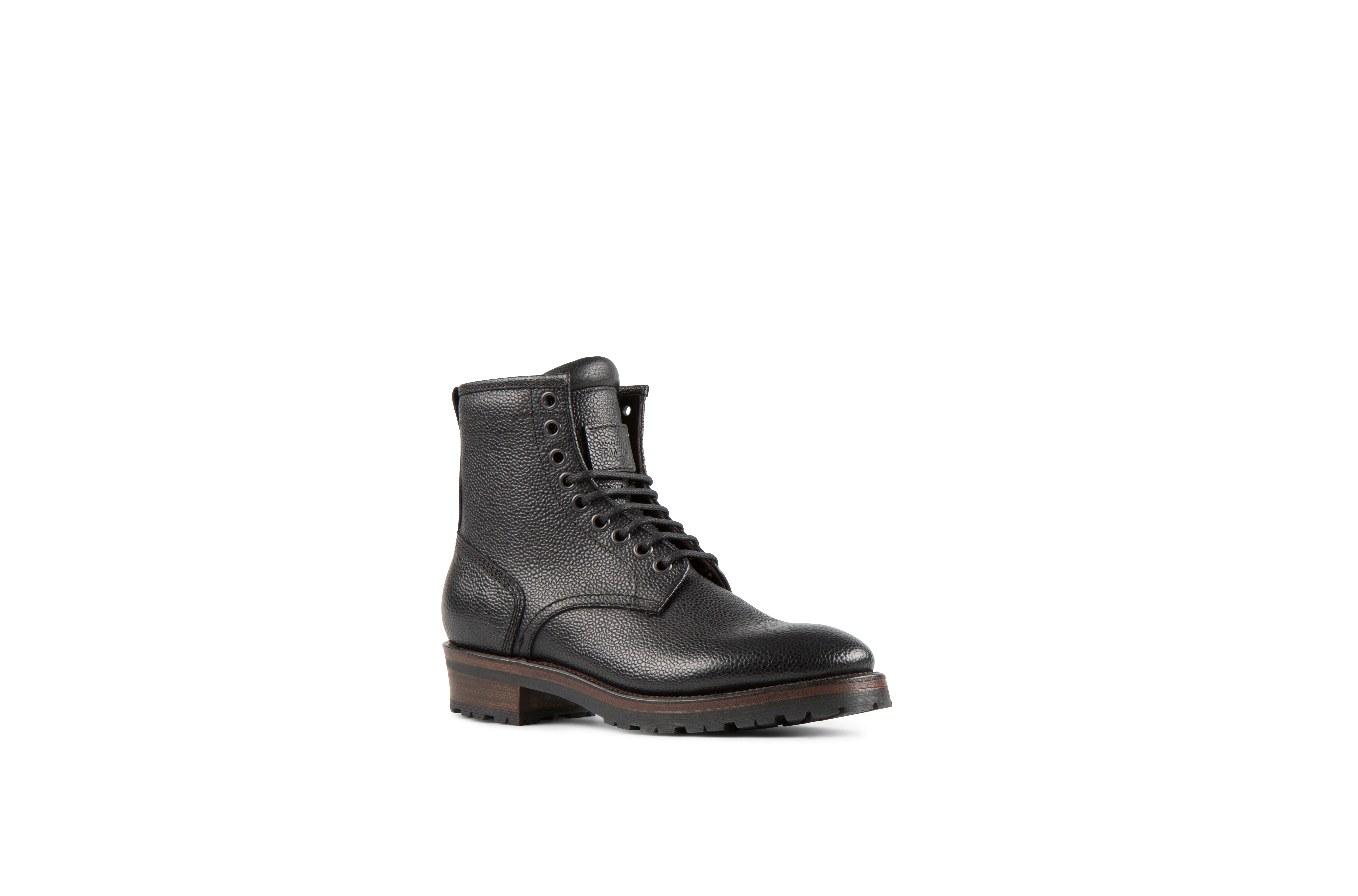Royal Black Scotch Grain Leather Logger Boots