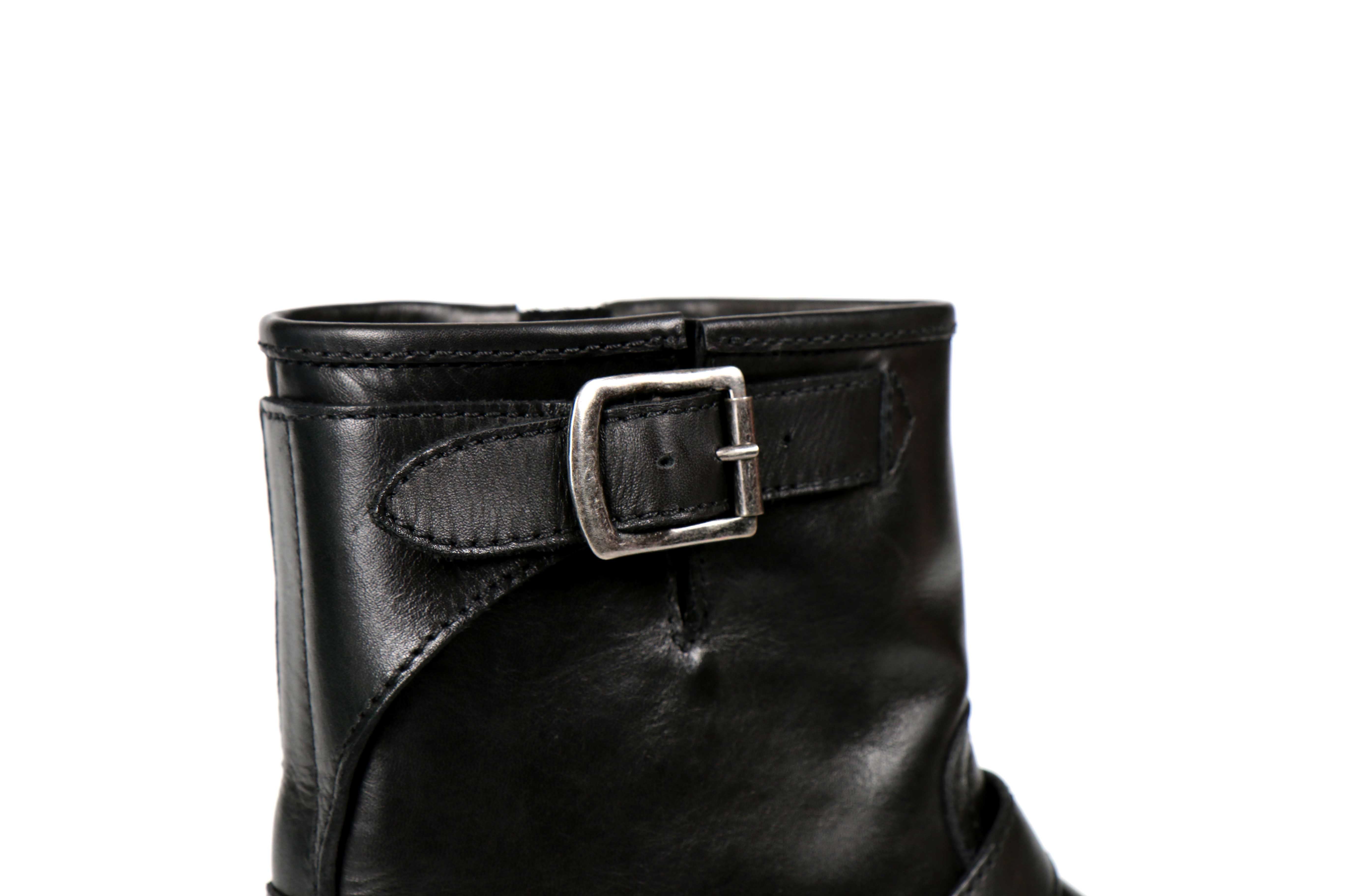 Steel Black Cordovan Leather Motorcycle Boots