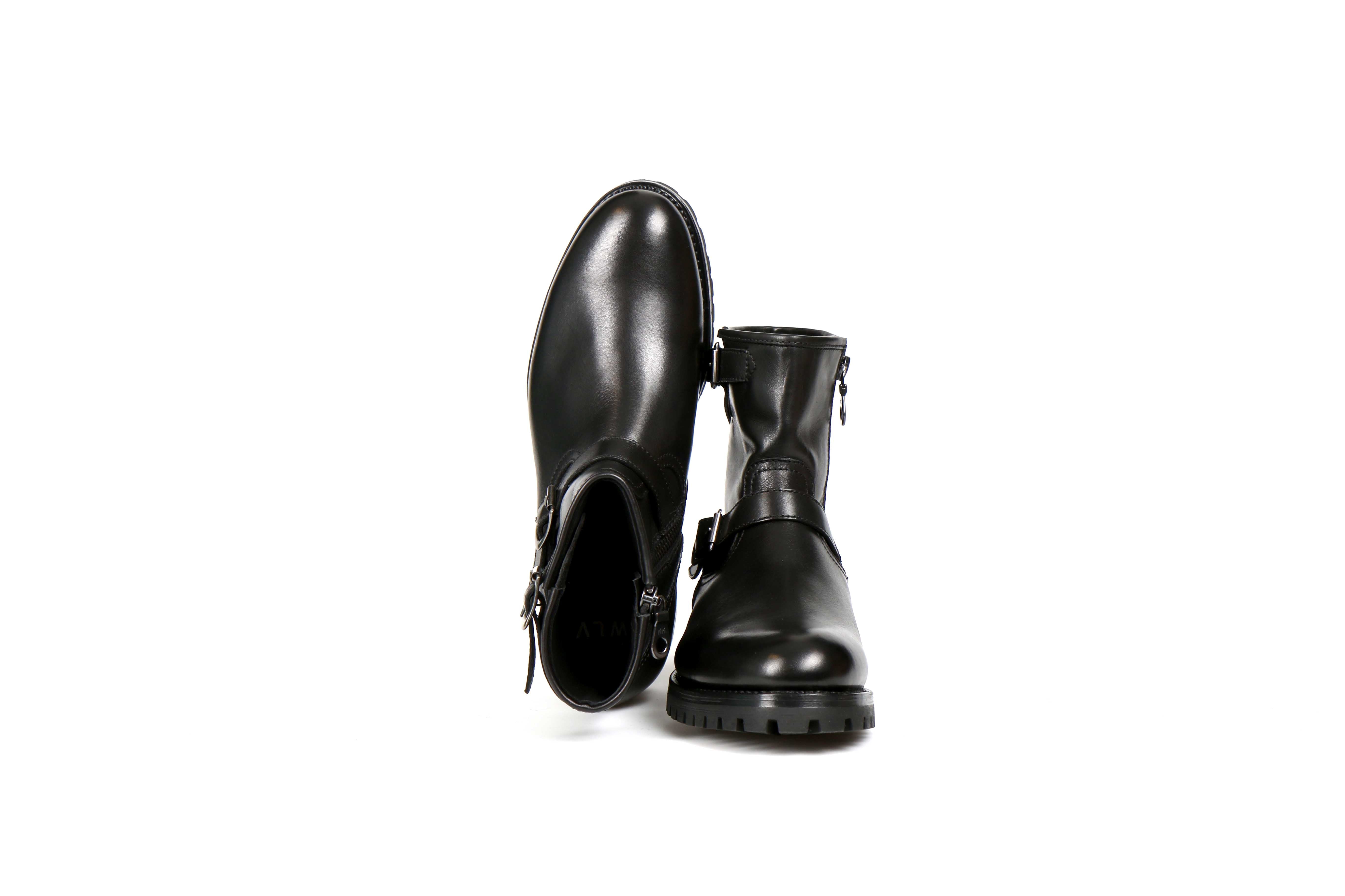 Steel Black Cordovan Leather Motorcycle Boots